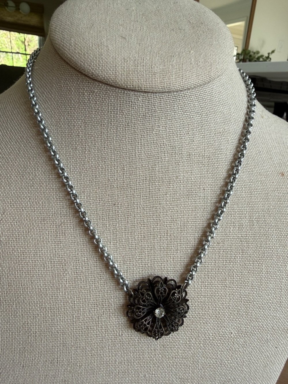 Sabika Vintage-Inspired Look Both Ways Silver Chain Necklace